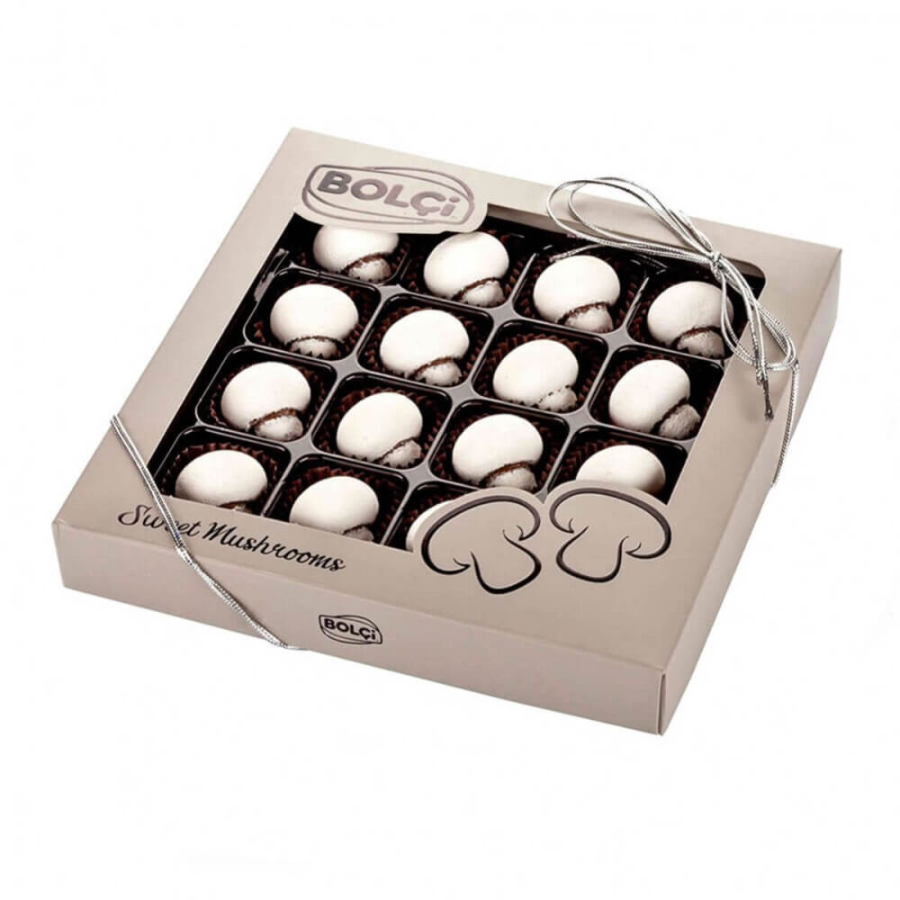 16 Pieces White Mushroom Chocolate Dragee - 1