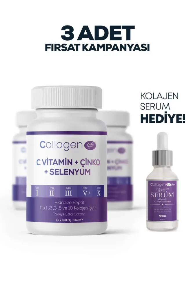 Collagen Life 3 Adet Fırsat Kampanyası!!! Ek olarak Kolajen Serum HEDİYE! - 1