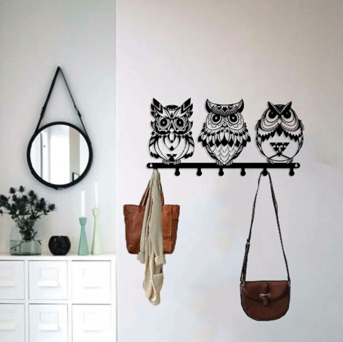 3 Pcs Owl Pattern Wall Hanger Decorative Metal Wall Hanger - 2