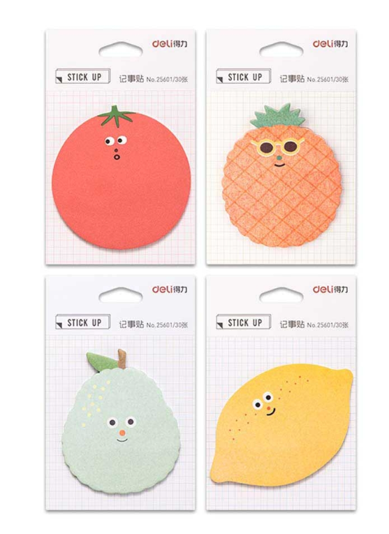 30 Sheets of sticky notes in the Shape of Vegetables and Fruits from Deli -25601 - 1