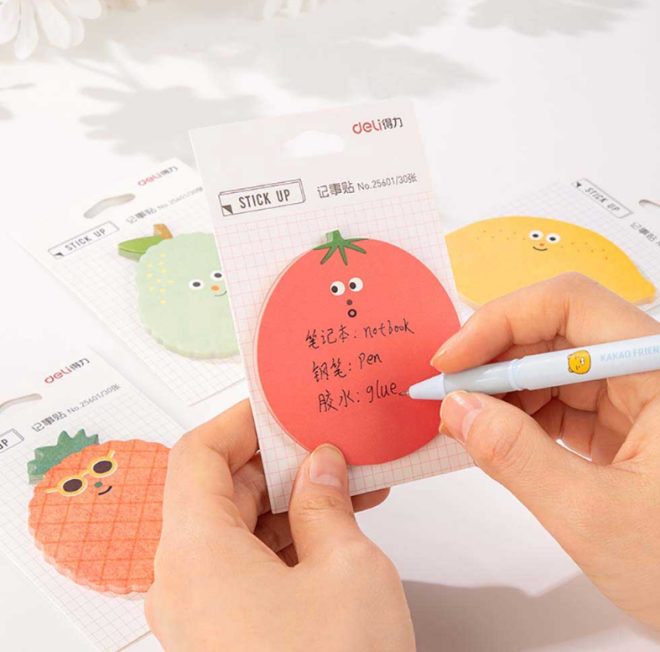 30 Sheets of sticky notes in the Shape of Vegetables and Fruits from Deli -25601 - 2