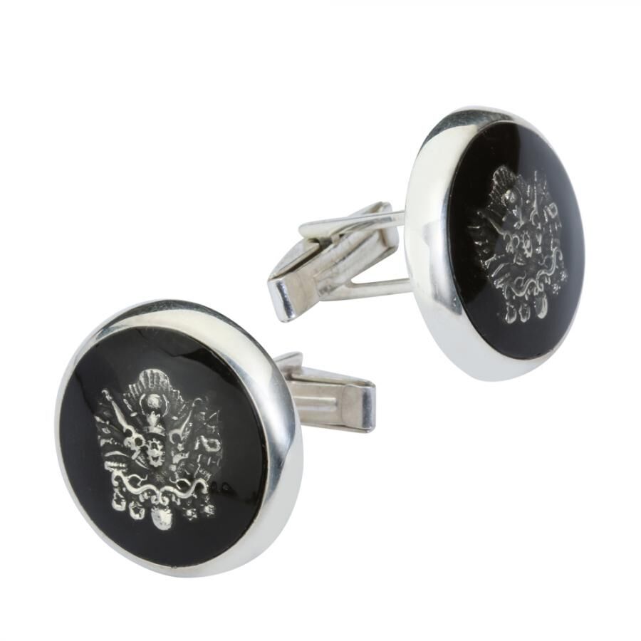 925 Silver Cufflinks with Ottoman Empire Emblem - 1