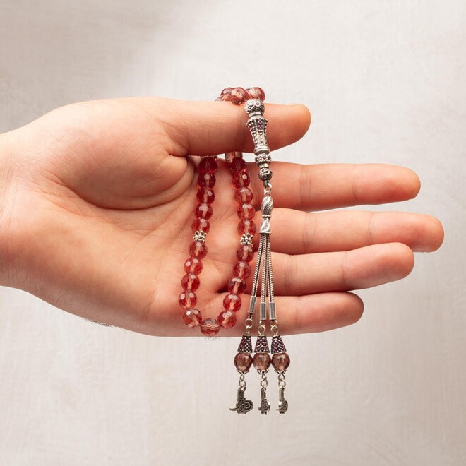 A color-changing sultan stone rosary with a triple tassel bearing the symbol of the tughra - 2