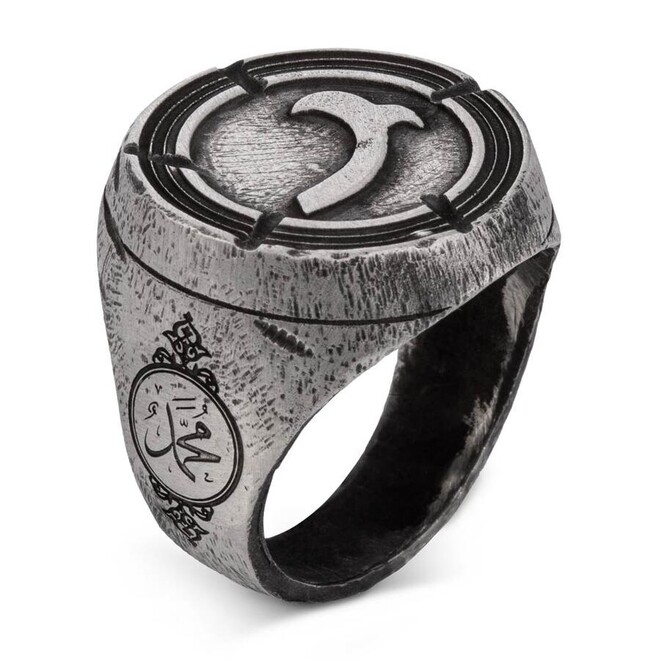 Alparslan Great Seljuk Kinik Obasi Tumbled Sterling Silver Men's Ring - 3