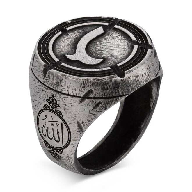 Alparslan Great Seljuk Kinik Obasi Tumbled Sterling Silver Men's Ring - 4