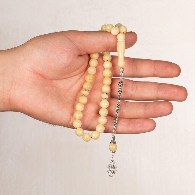 Amber Drops Rosary with a silver tassel - 2