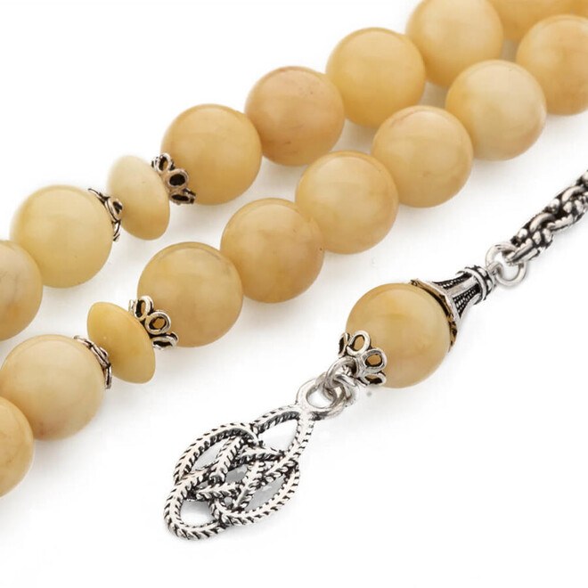 Amber Drops Rosary with a silver tassel - 3