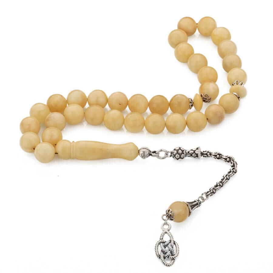 Amber Drops Rosary with a silver tassel - 1