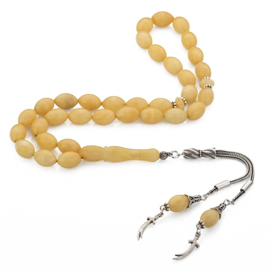 Amber Drops Rosary with two tassels carrying the Zulfiqar's sword symbol - 1