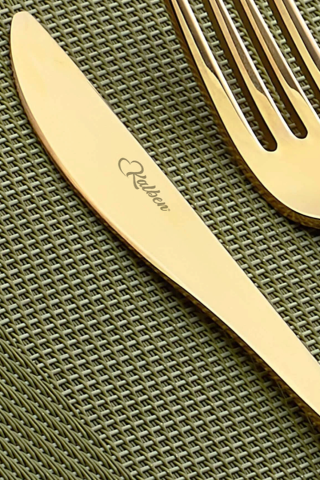 Amore Titanium Glossy Gold Fork Spoon Knife Set - 36 Piece - 4