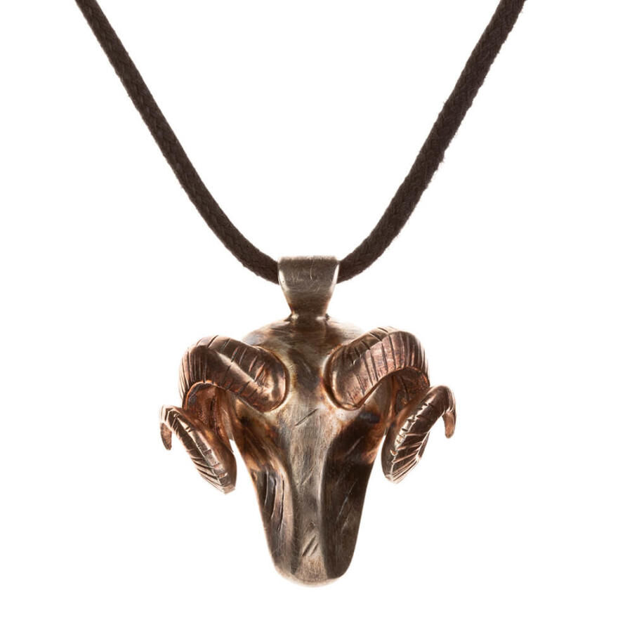 Aries Head Bronze Men's Necklace - 1