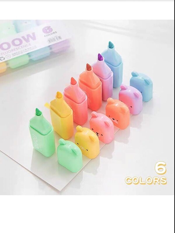 ART PROFFESIONAL Mini Highlighter set of 6 colors in cute shapes - 1