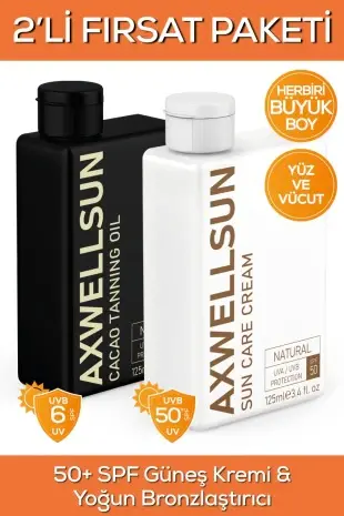 Axwell Sun Care Cream SPF50 + Axwell Sun Cacao Tanning Oil ( Güneş Koruyucu Krem ve Bronzlaştırıcı ) - 1