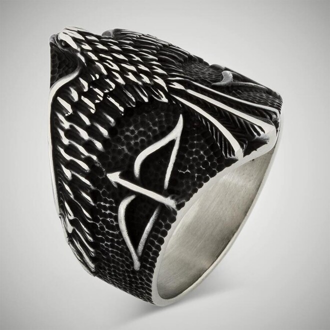 B Series Alparslan Great Seljuk Falcon Model Men's Ring - 2