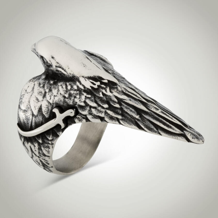 B Series Male Resurrection Ertuğrul Series Ertuğrul Zihgir Ring With Hawk Motif - 1