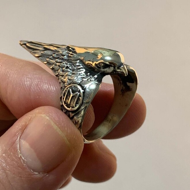 B Series Male Resurrection Ertuğrul Series Ertuğrul Zihgir Ring With Hawk Motif - 3