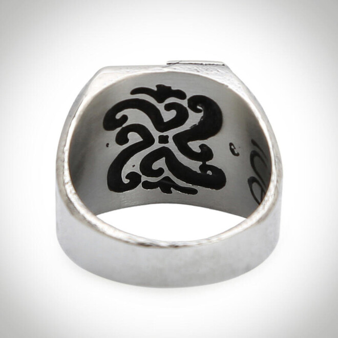 B Series New Life Theme Stone Free Men's Ring Customizable Gray Color - 3