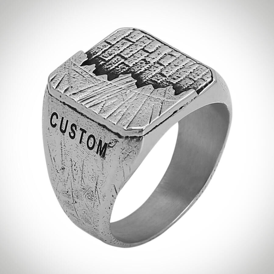 B Series New Life Theme Stone Free Men's Ring Customizable Gray Color - 1