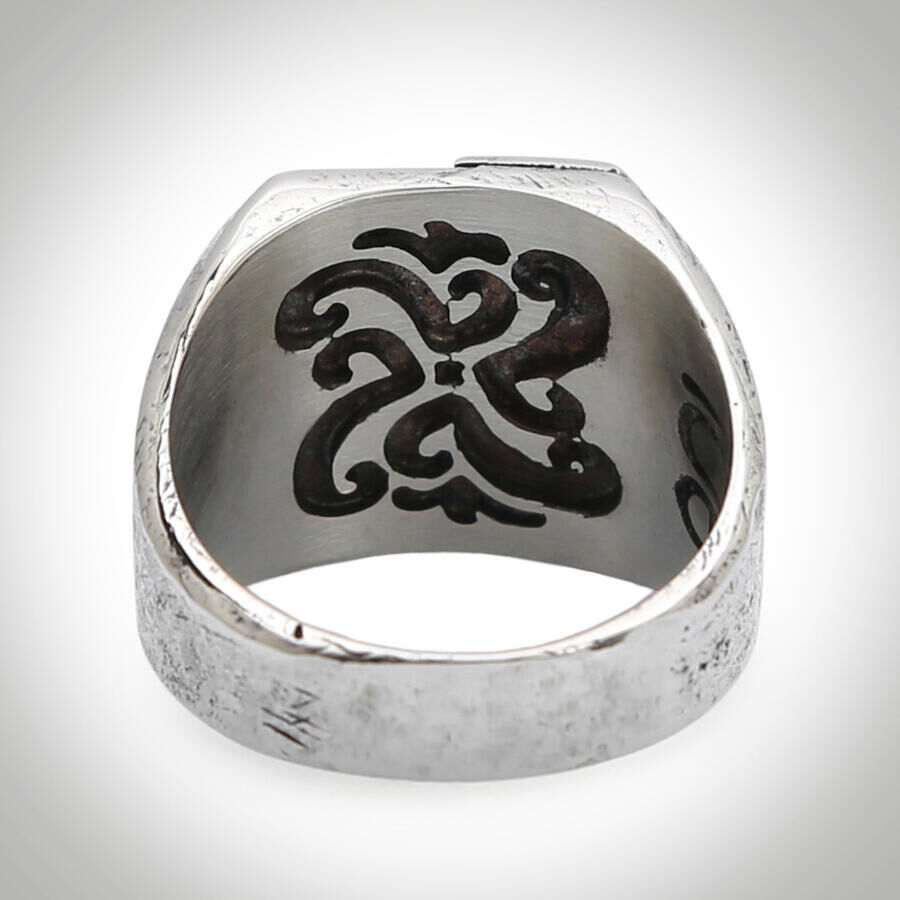 B Series New Life Theme Stone Free Men's Ring Gray Color - 2