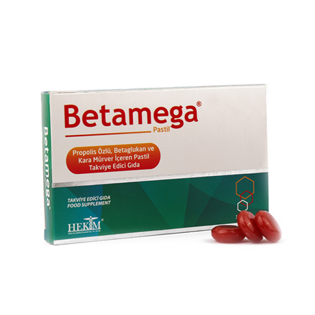 BETAMEGA Kara Mürver & Beta Glukan & Propolis Özlü Boğaz Pastili - 1