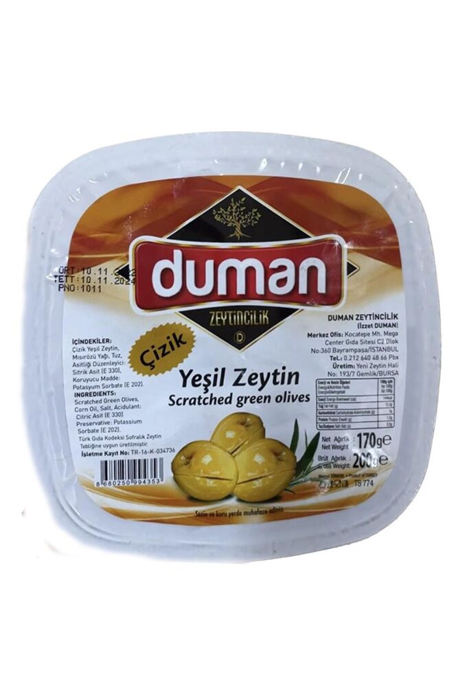 Birinci Kalite Kahvaltılık Iri Boy Çizik Yeşil Zeytin 200 gr - 1