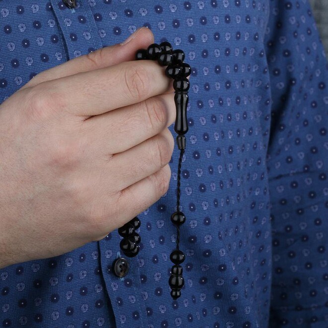 Black rosary made of Erzurum lignite stone - 1