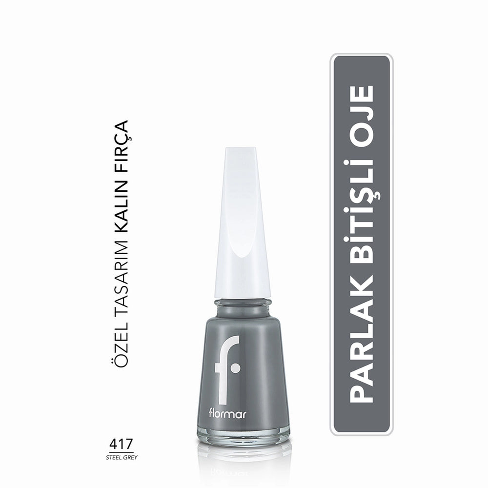 Flormar Nail Enamel Intensely Pigmented Nail Polish 417 Steel Gray