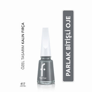 Flormar Nail Enamel Intensely Pigmented Nail Polish 417 Steel Gray