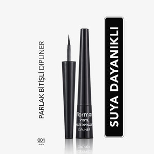 Flormar Vinyl Waterproof Intensely Pigmented and Shiny Finish Dipliner 001 Black