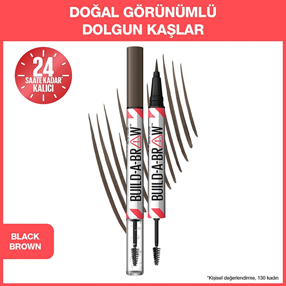 Maybelline New York Build a Brow 2 in 1 Eyebrow Pencil and Gel Black Brown