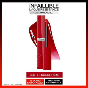 Loreal Paris Infaillible Laque Resistance Liquid Shiny Lipstick