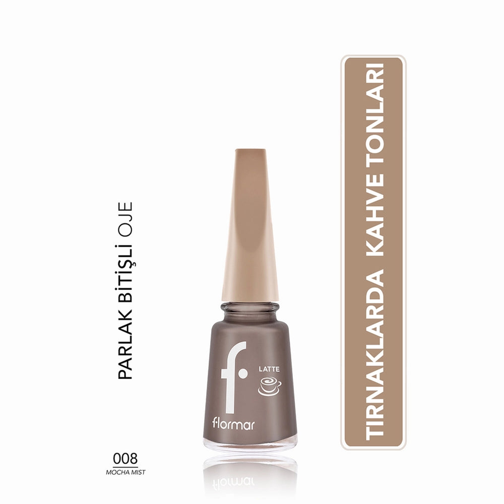 Flormar Brown Tone Nail Polish with Intense Color and Shiny Appearance