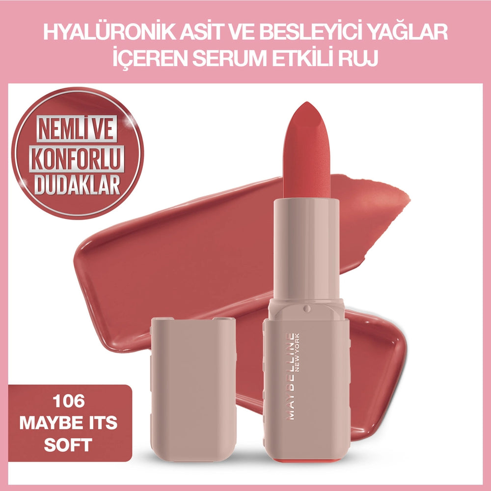 Maybelline New York Serum Effect Lipstick Containing Hyaluronic Acid and Nourishing Oil