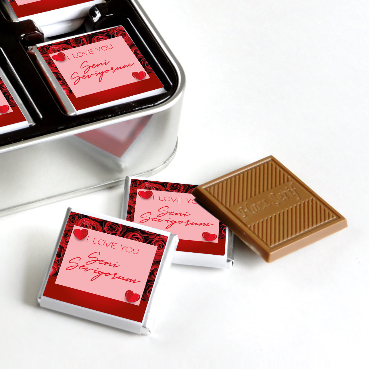 32-Piece Photo Valentine's Day Chocolate in Metal Box