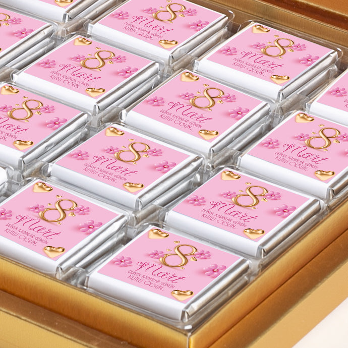 48-Piece Photo Women's Day Gift Gold Chocolate Box