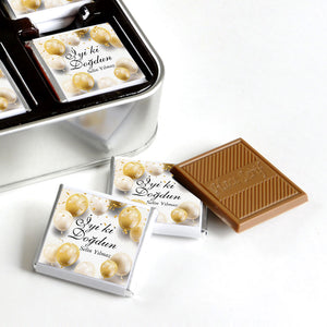 32-Piece Photo Birthday Gift Chocolate in Gold Balloon Tin