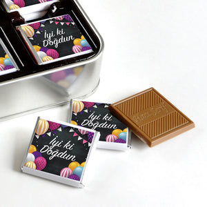 Colorful Balloon 32-Piece Chocolate Metal Box Birthday Gift