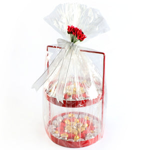 Metallic Heart Gift Chocolate Box (Red) with Mini Gold Flakes