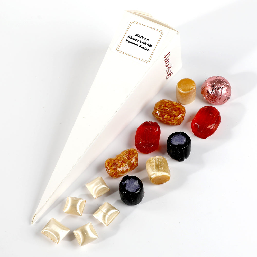 Funeral Big Cone Mint Flavored Turkish Delight + Assorted Rock Candy + Chocolate
