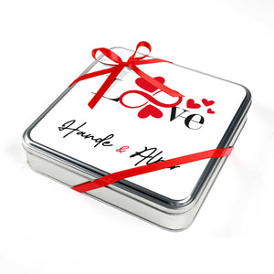 Personalized Gift: 64 Round Chocolate Medallions (Metal Box)