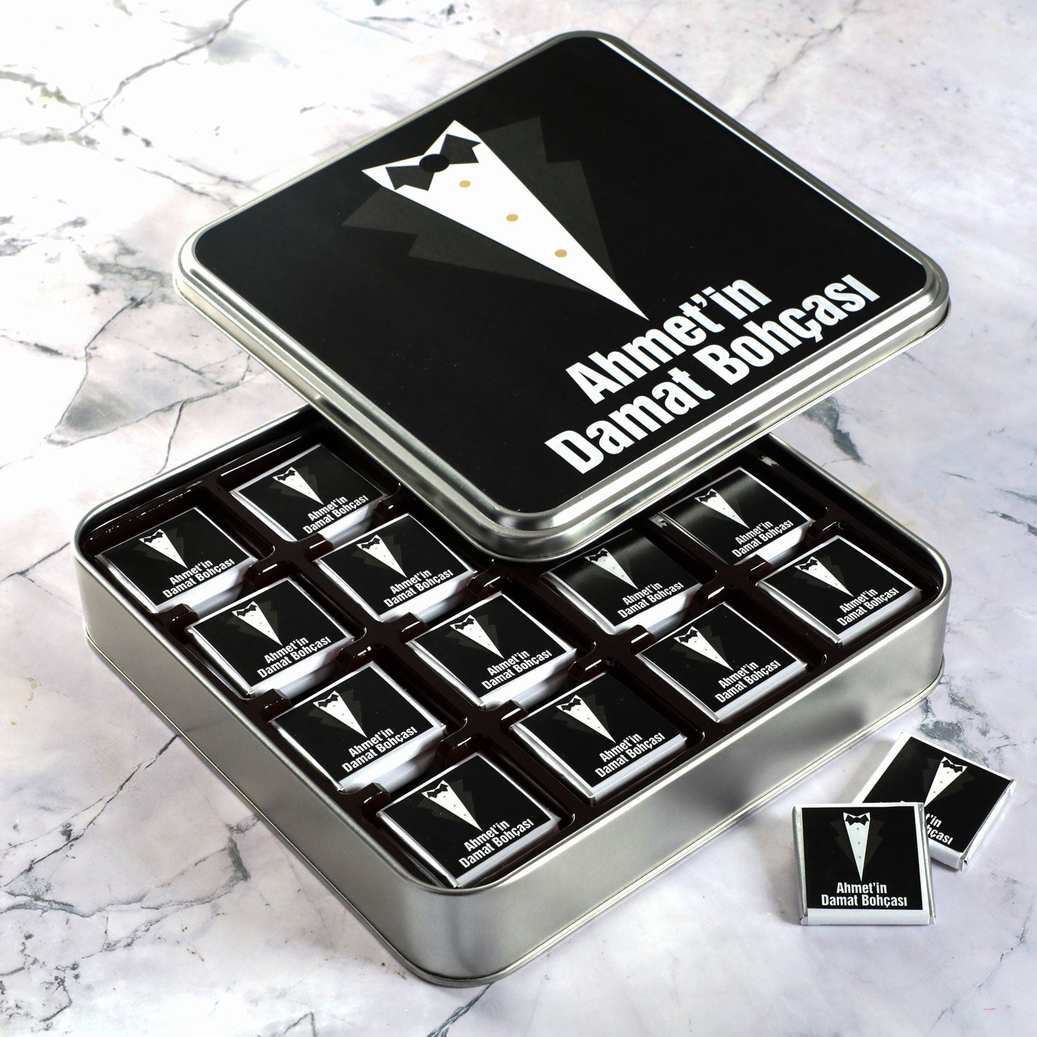 32-Piece Chocolate Tin Gift Box with Cologne (Model-1)