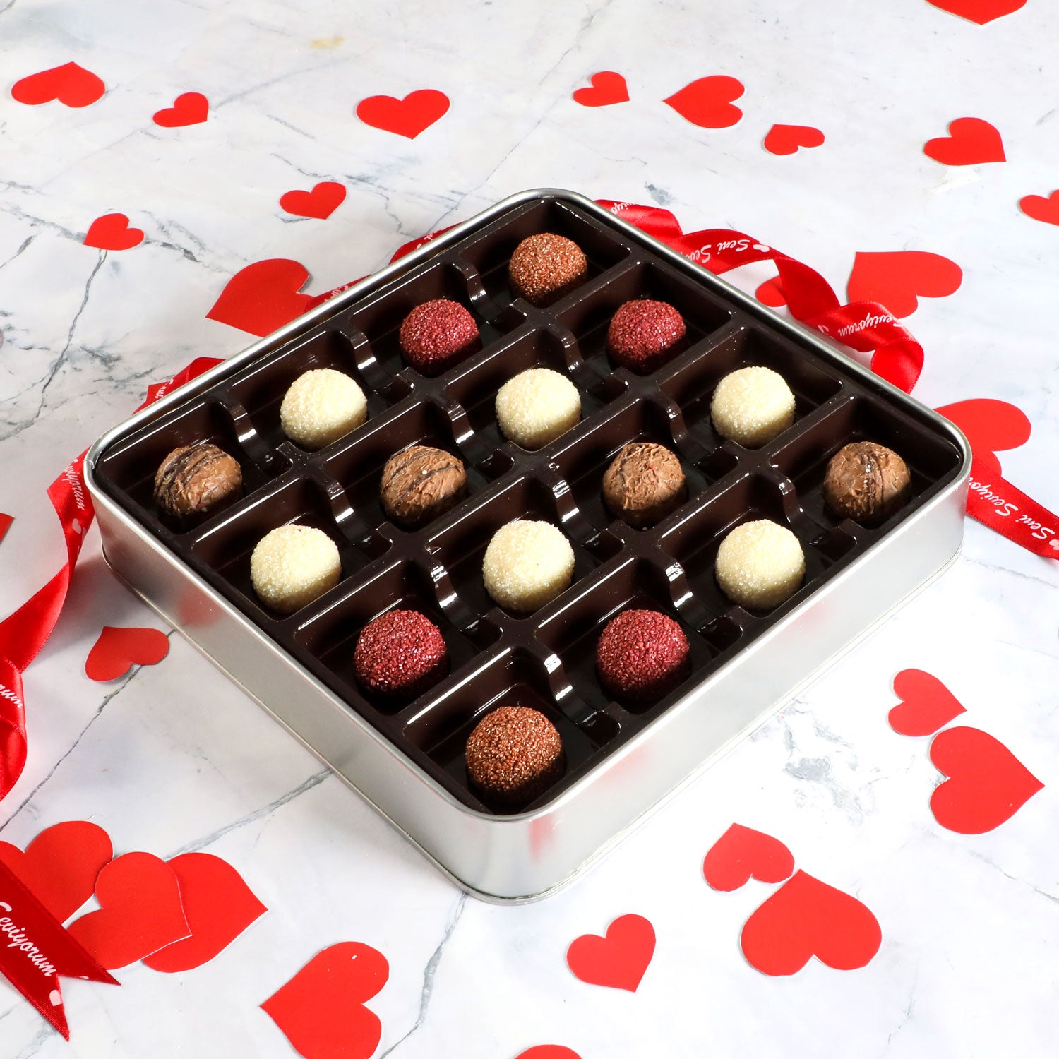 Valentine's Day Mixed Special Truffle Chocolate (Metal Box) - Red