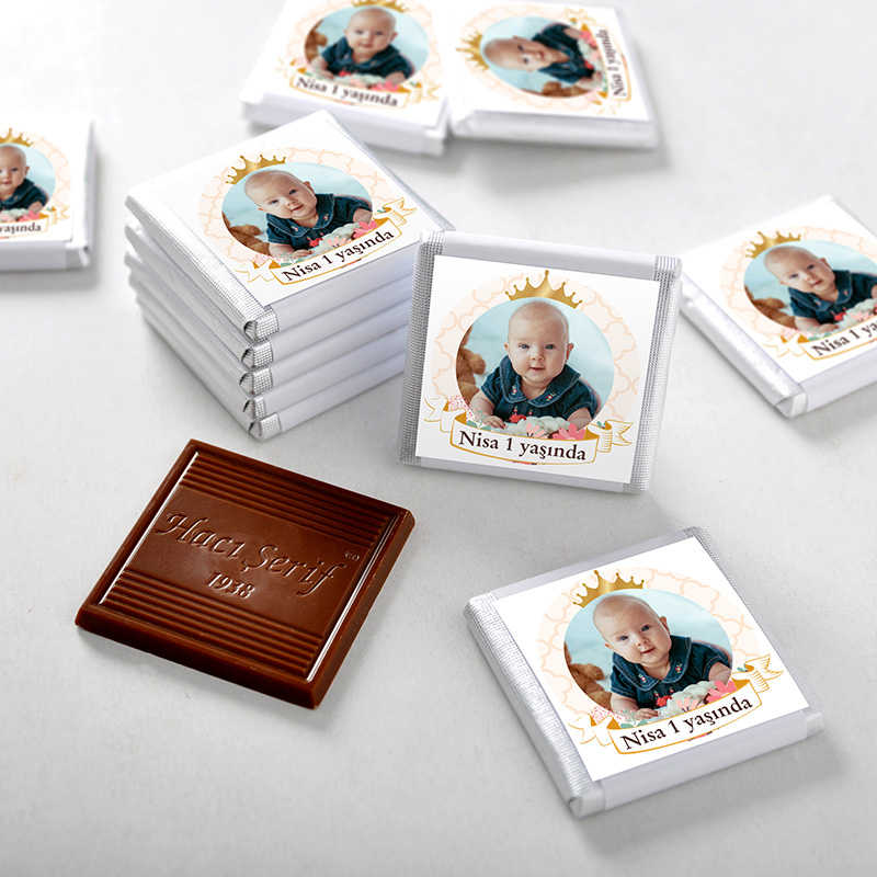 1 Year Baby Girl 72-Piece Photo Chocolate Gift Box