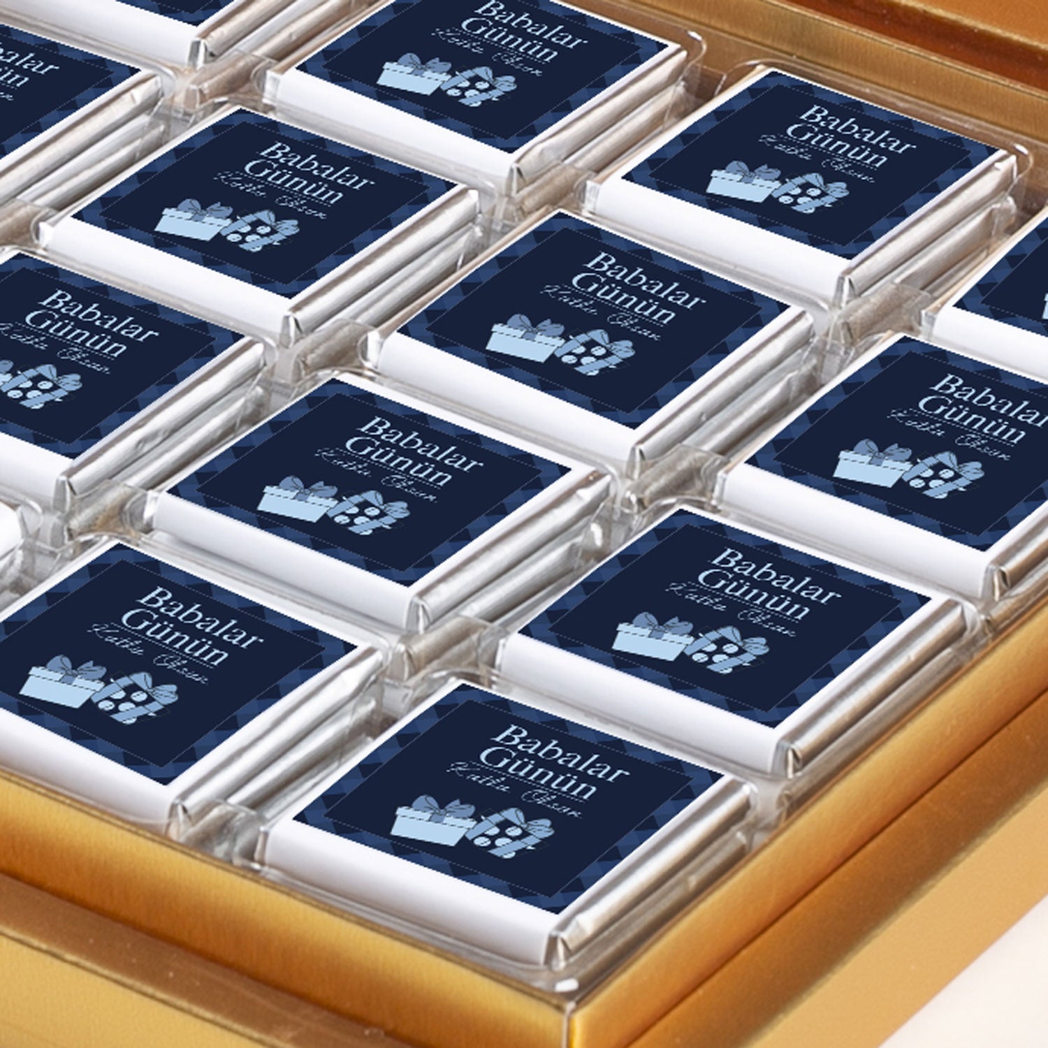 Custom Father's Day Gift with Your Photo (32pc Chocolate) Gold Box