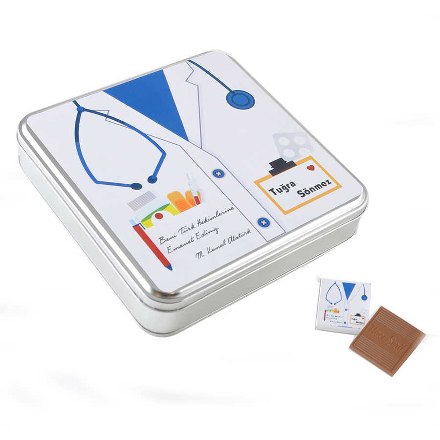 Doctor's Gift 32-Piece Chocolate Medley Metal Box (Blue)