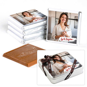 Photo Birthday Gift: 32 Piece Madlen Chocolate in Metal Box
