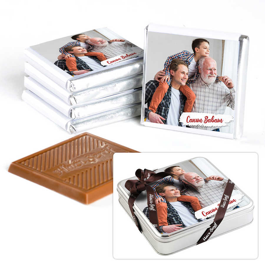 32-Piece Custom Photo Chocolate Medallions in Metal Box