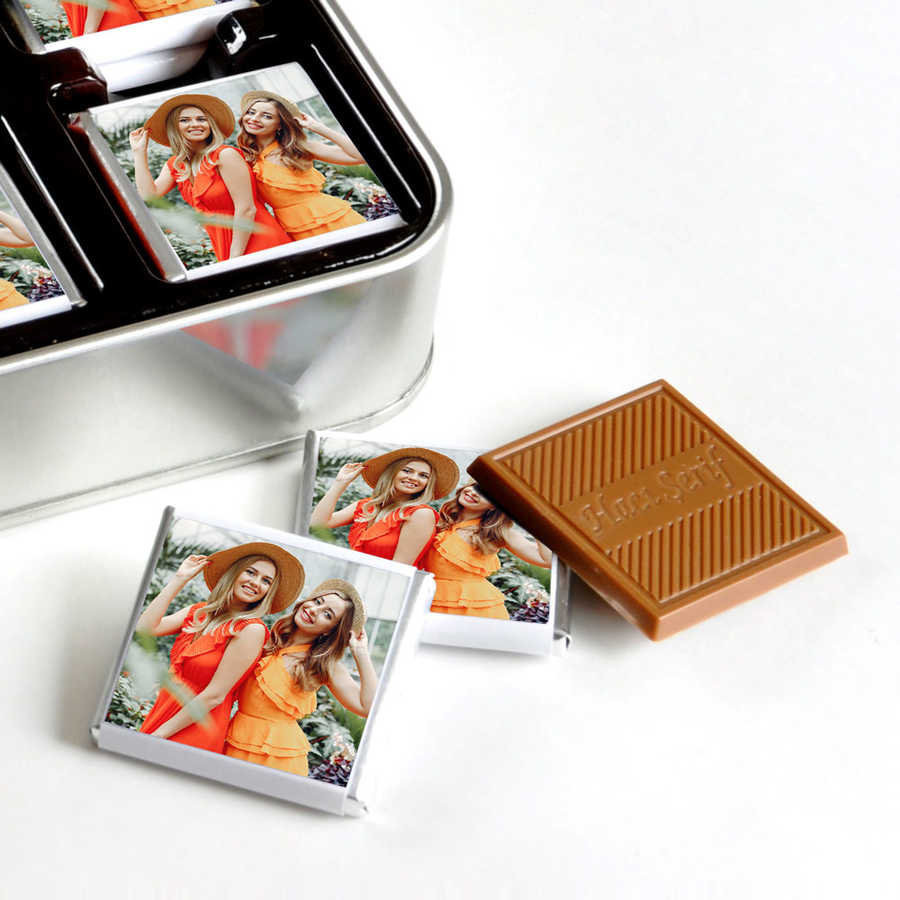 Personalized Gift for Siblings: 32-Piece Chocolate Medallion Box