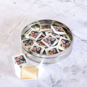 Personalized Photo Turkish Delight Gift Box (Round Metal - 20 Pieces)