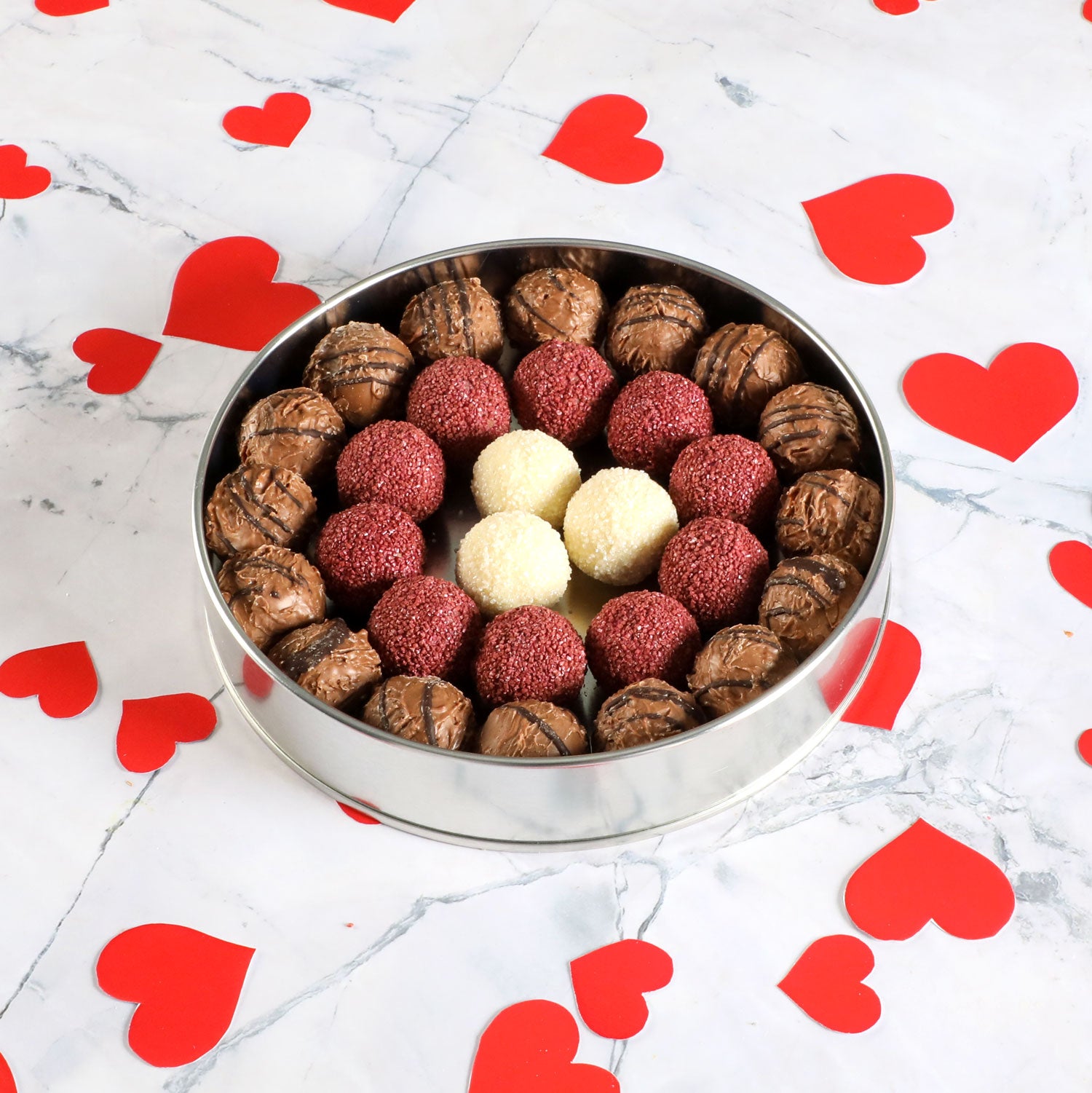 Love Gift Assorted Special Truffle Chocolate (Round Metal Box) Model: 2